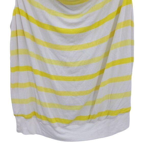 Cabi Tank Top M Yellow White Striped Sun Band Draped Cowl Neck Adjustable Straps - Picture 6 of 11